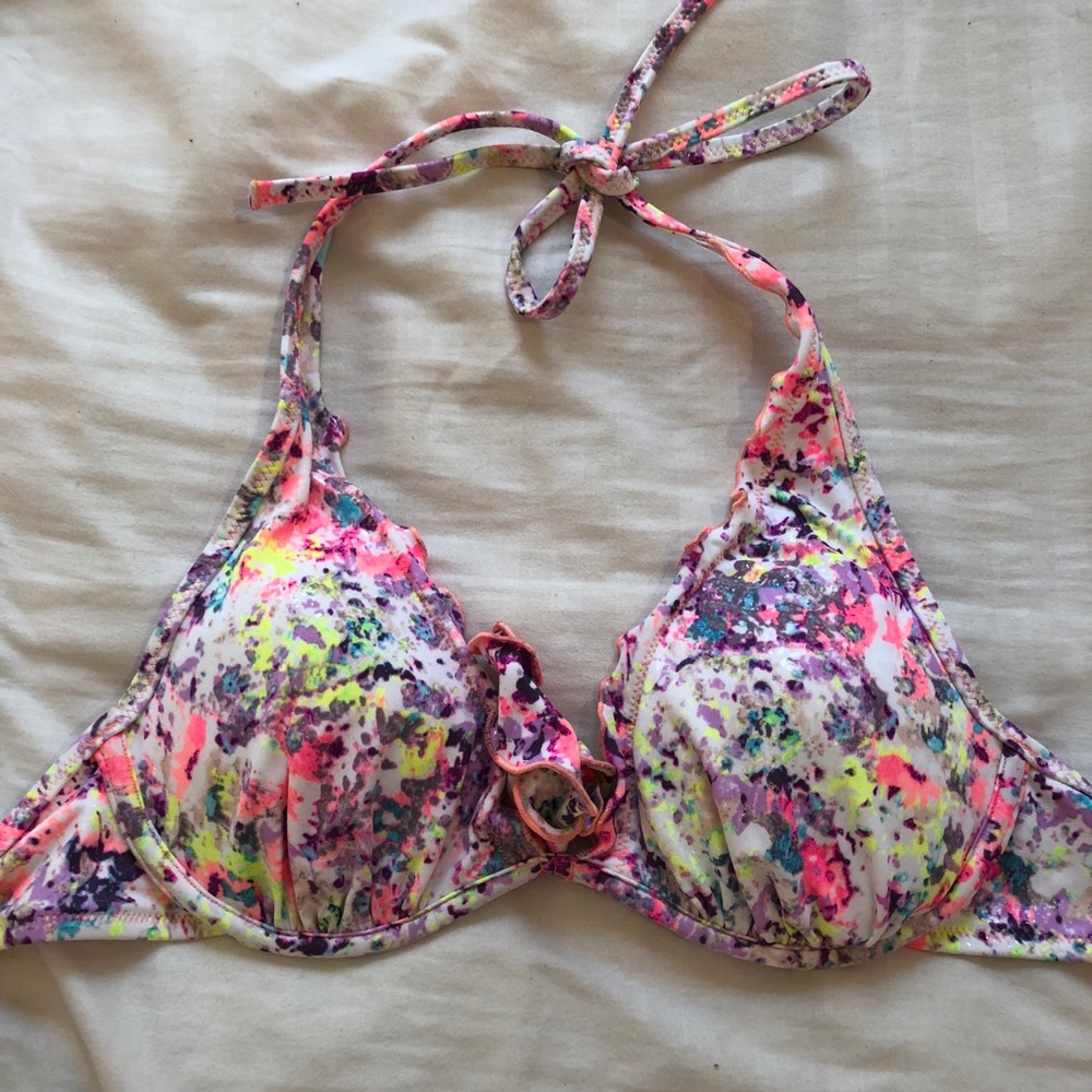 NWOT VS PINK neon rainbow halter top